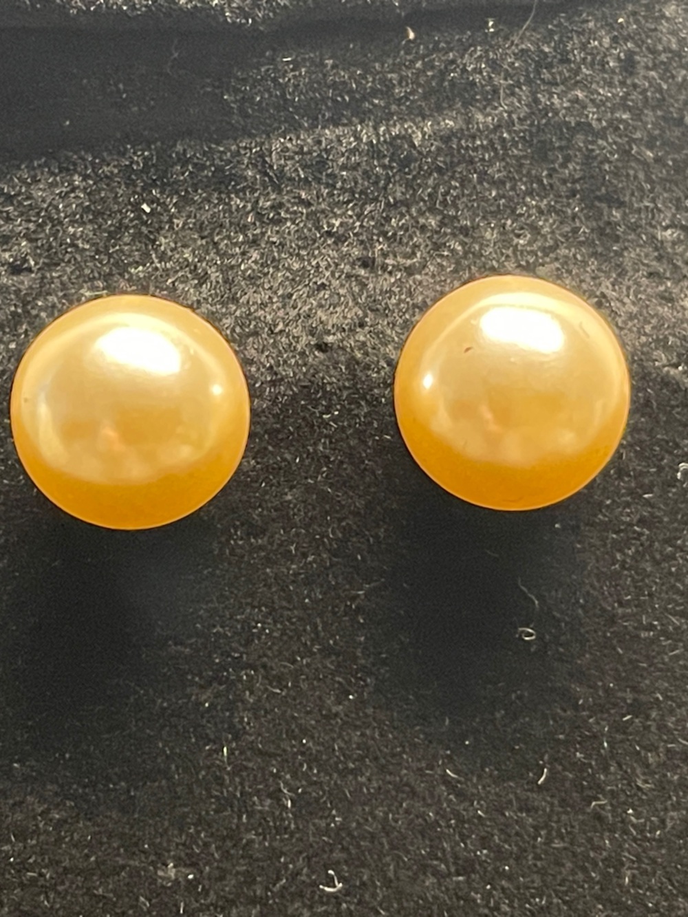 Classic Amber Pearl Stud Earrings - Golden Yellow